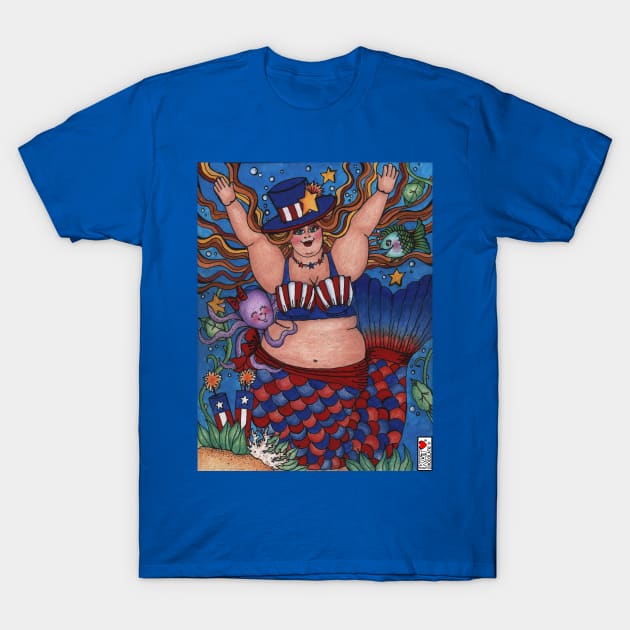 Red White & Blue Mermaid T-Shirt by Kat Loves Chocolate